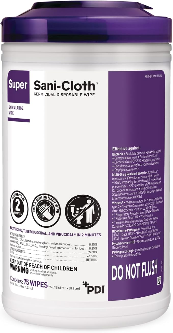 Super Sani-Cloth Germicidal Wipes XL Case of 6