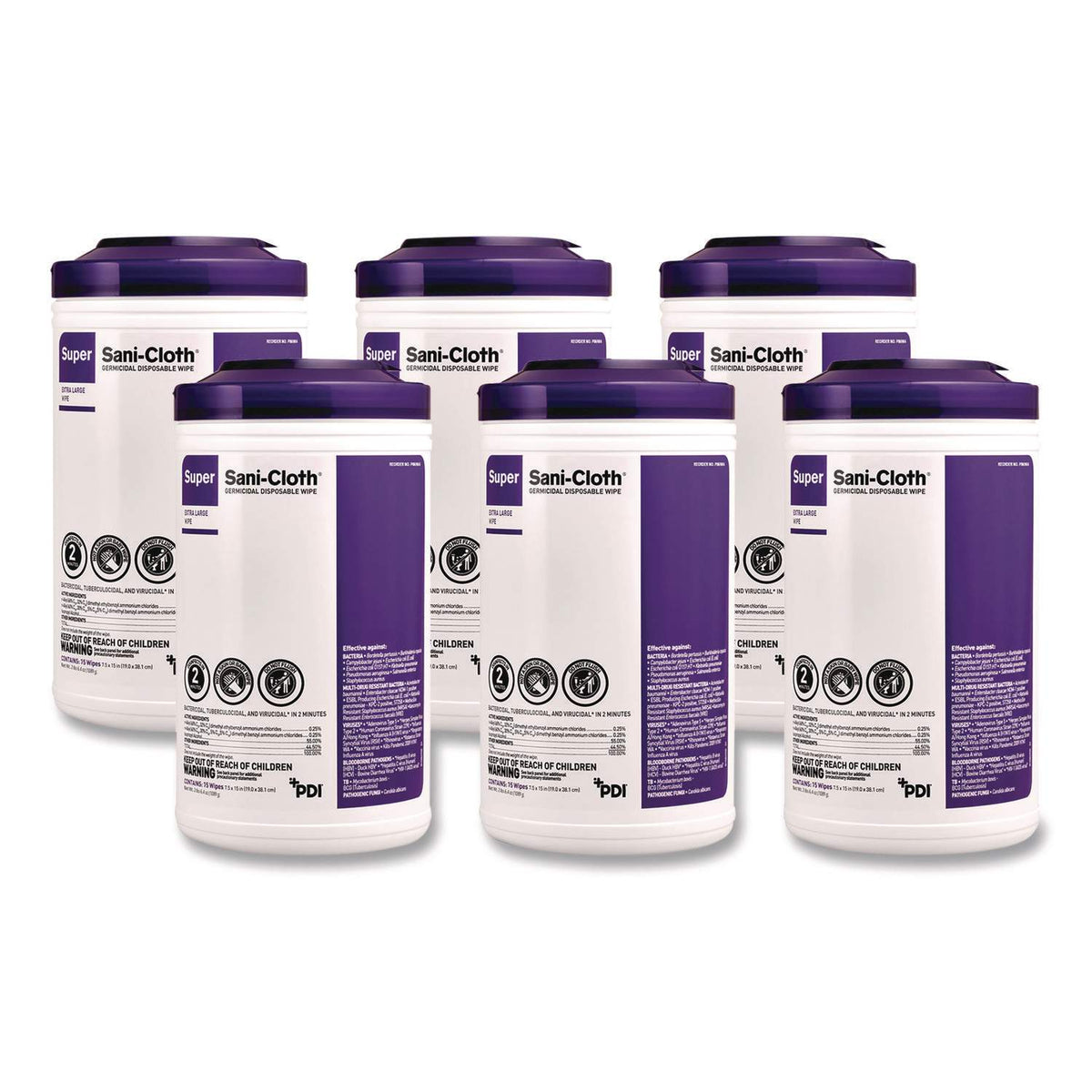 Super Sani-Cloth Germicidal Wipes XL Case of 6
