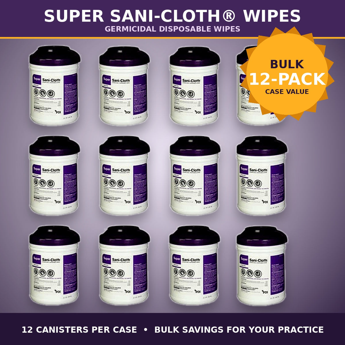 Super Sani cloth Disinfectant Wipe Large Case of 12