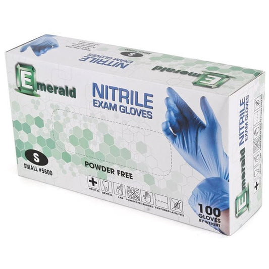 Emerald Nitrile Exam Gloves - Small, case of 10 boxes