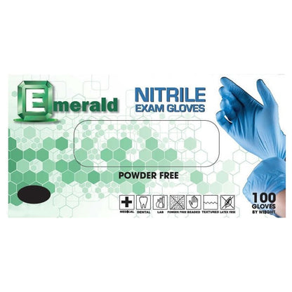 Emerald Nitrile Exam Gloves - XS, case of 10 boxes